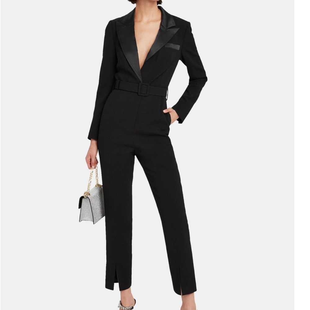 Self Portrait NWT crepe jumpsuit with sateen lapels